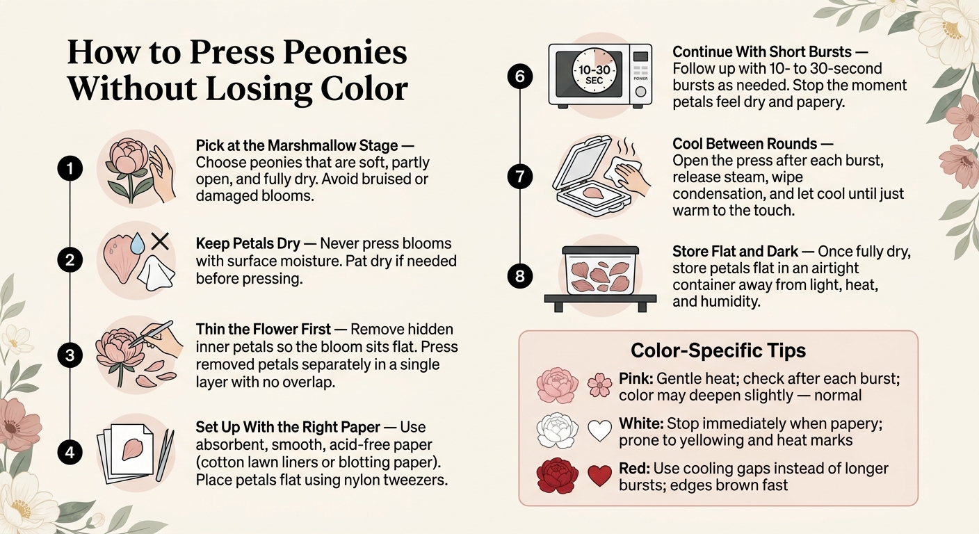 How to Press Peonies Without Losing Color: Step-by-Step Guide