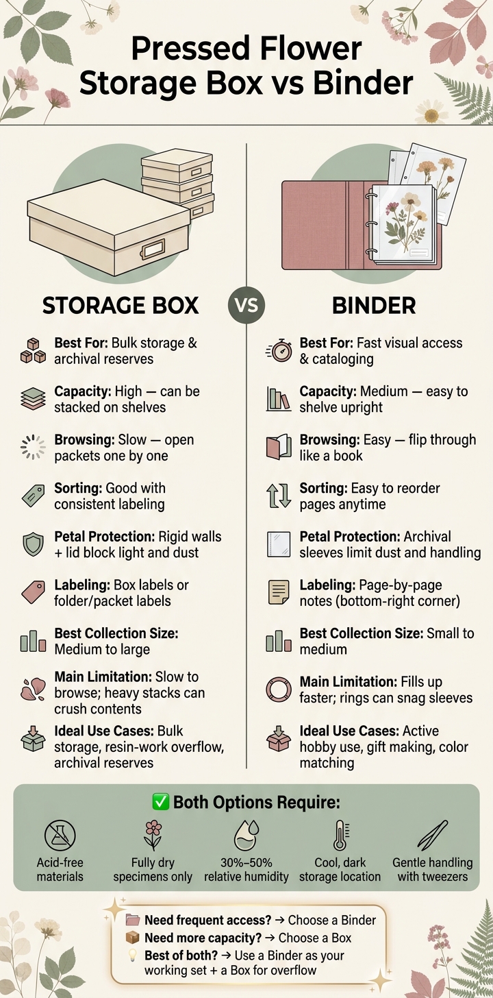 Pressed Flower Storage Box vs Binder: Quick Comparison Guide