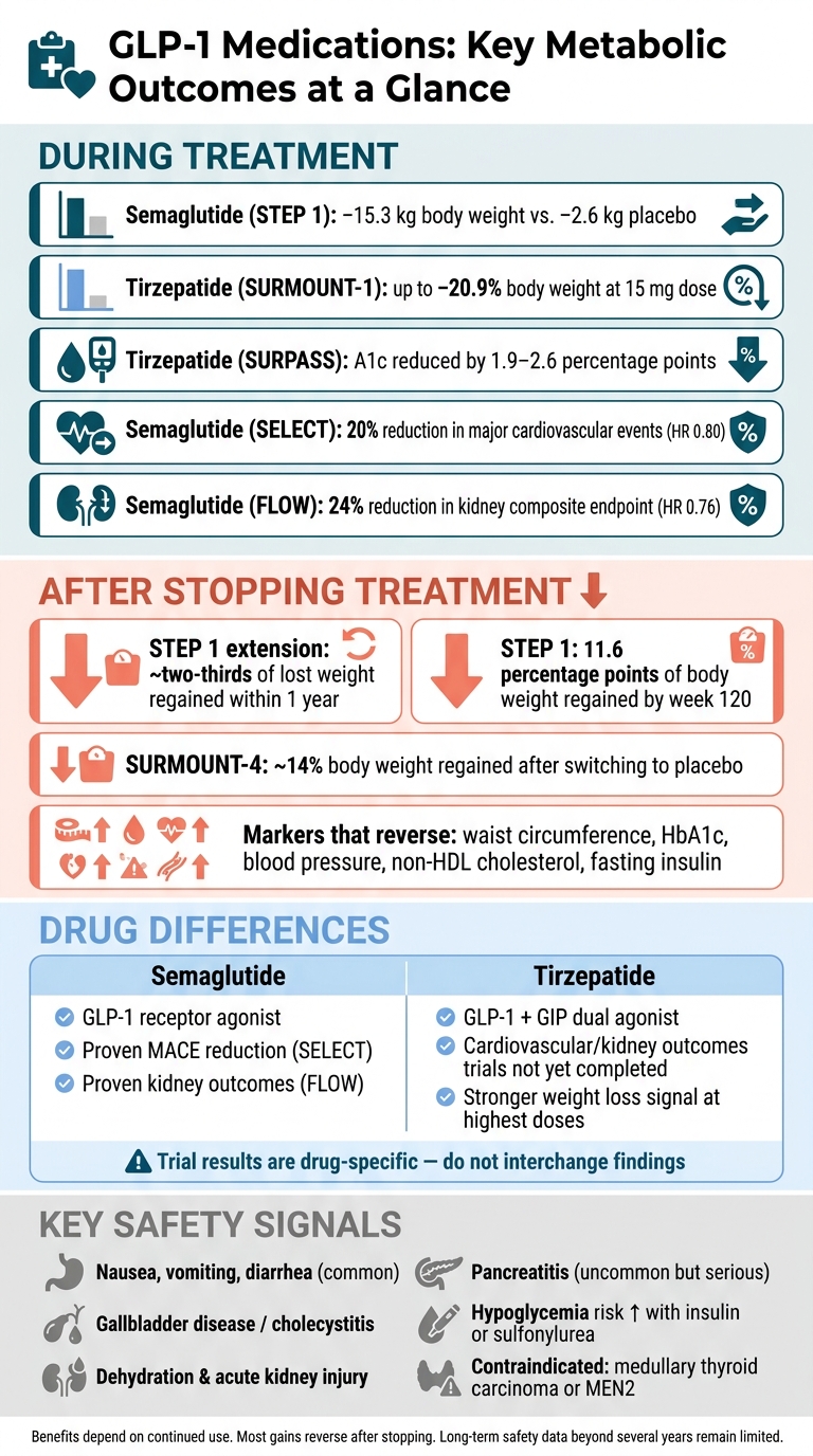 GLP-1 Medications: Key Outcomes During vs. After Treatment