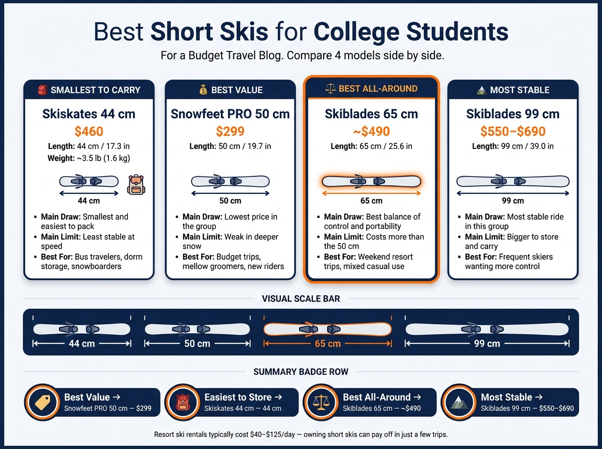 Best Short Skis for College Students: Side-by-Side Comparison