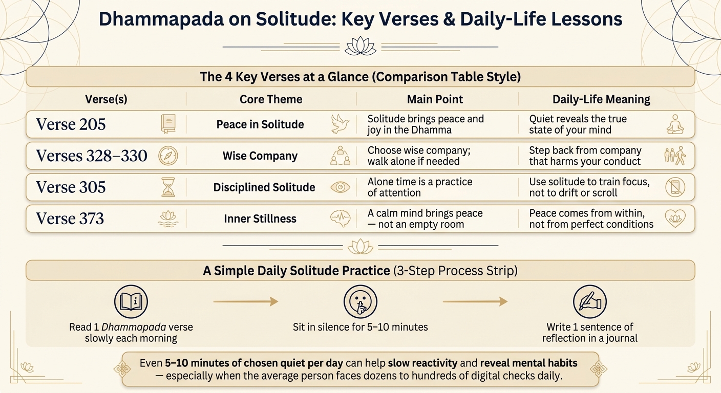 Dhammapada on Solitude: Key Verses & Daily-Life Lessons
