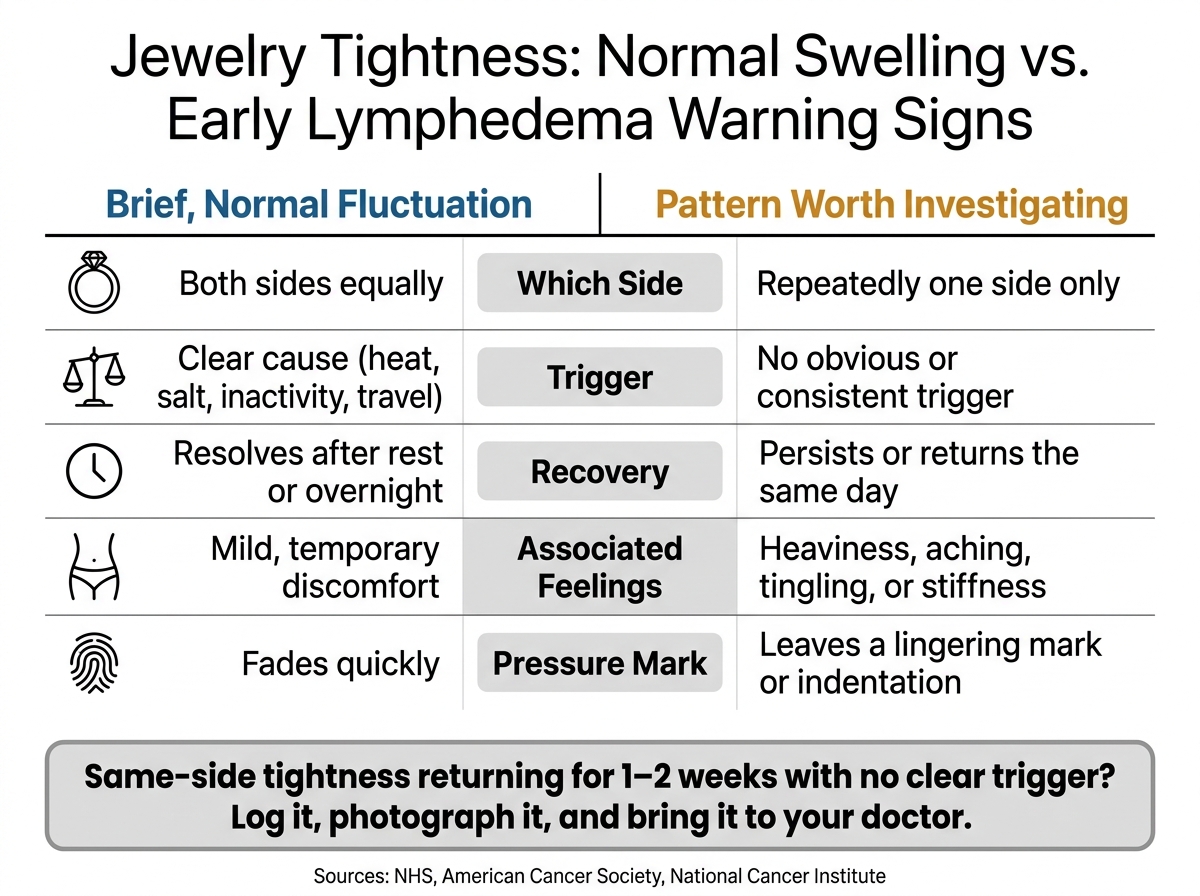 Jewelry Tightness: Normal Swelling vs. Early Lymphedema Warning Signs