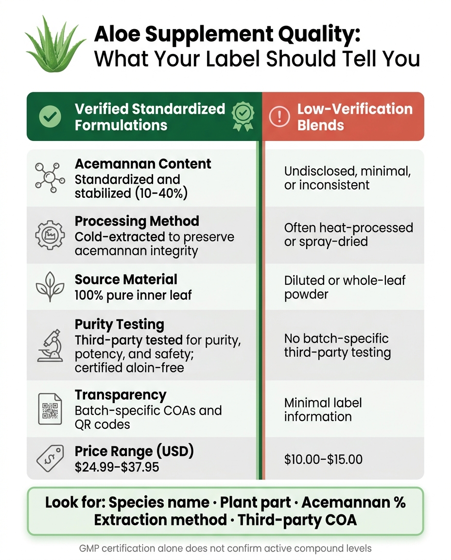 Aloe Supplement Quality Tiers: Verified vs. Low-Verification Labels