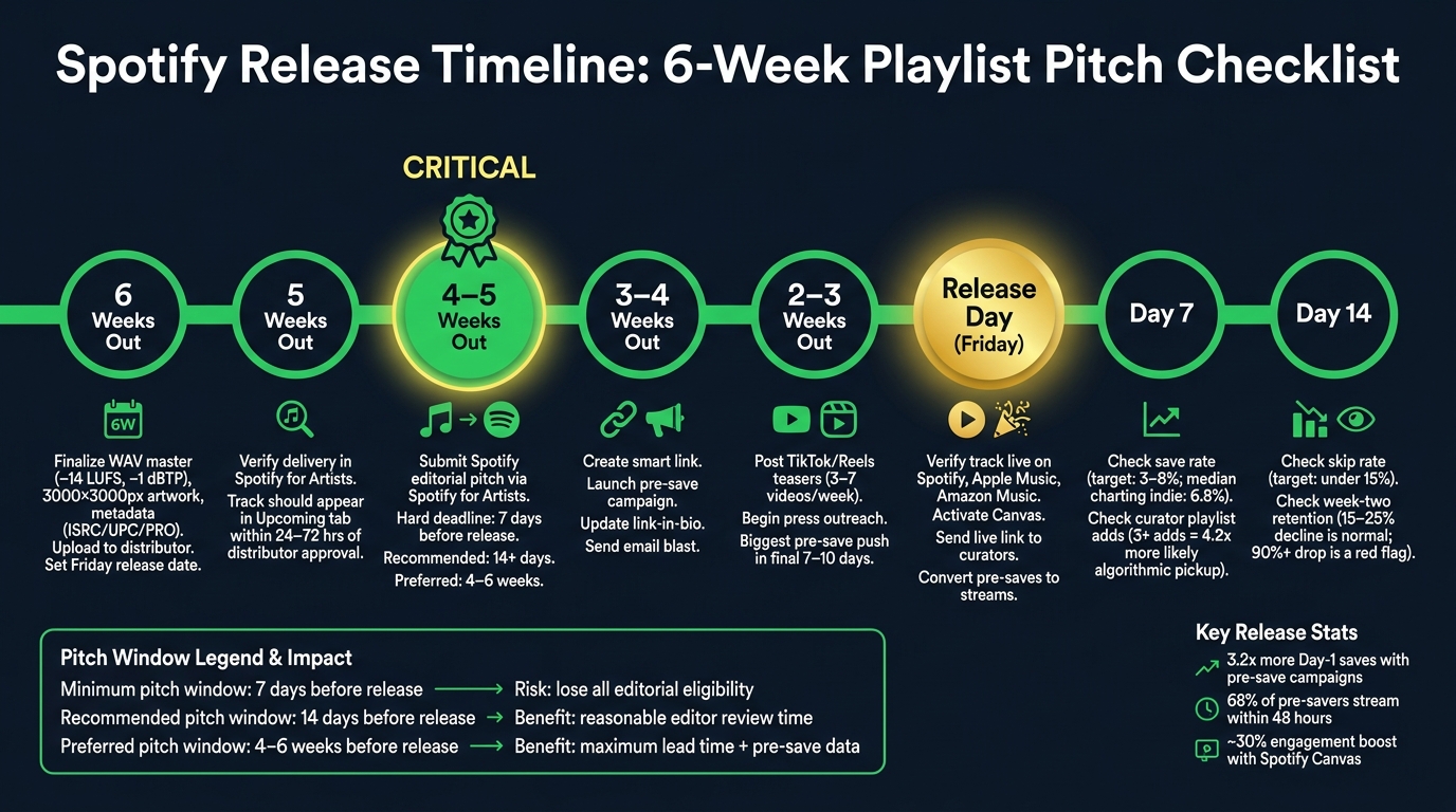 Spotify Release Timeline: 6-Week Playlist Pitch Checklist
