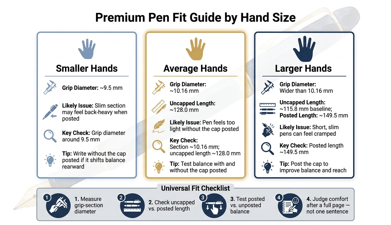 Premium Pen Fit Guide: Hand Size vs. Key Measurements