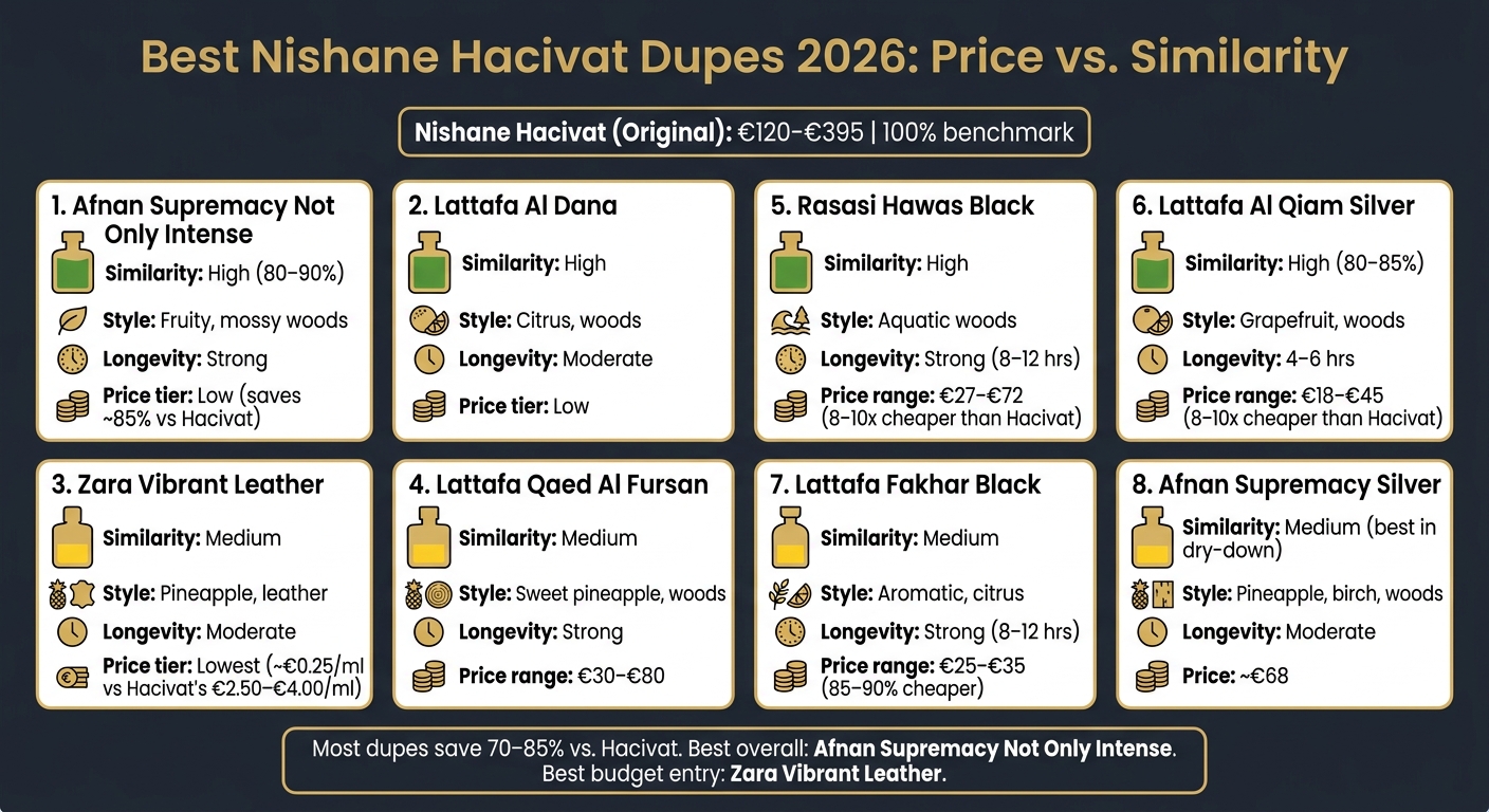 Best Nishane Hacivat Dupes 2026: Price vs. Similarity Comparison