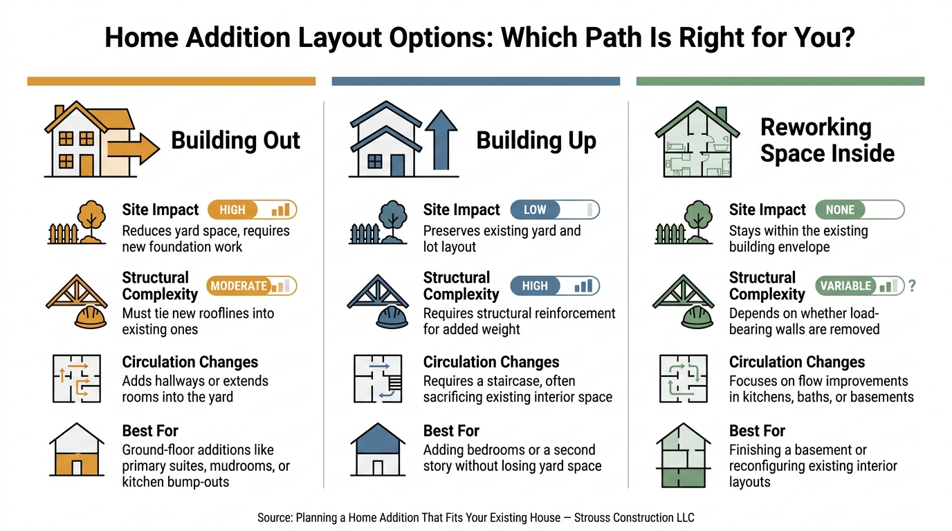 Home Addition Layout Options: Build Out vs. Build Up vs. Rework Space