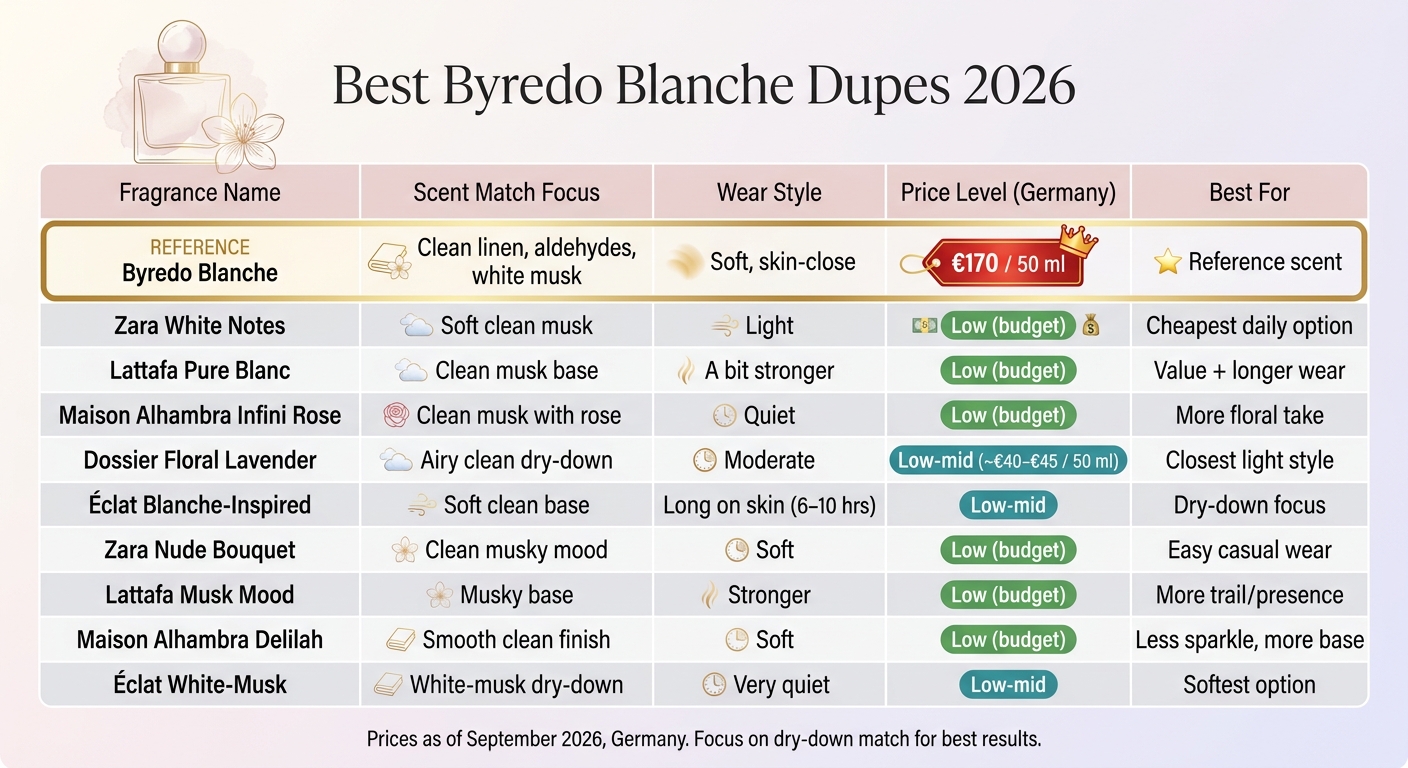 Byredo Blanche Dupes 2026: Price & Match Comparison