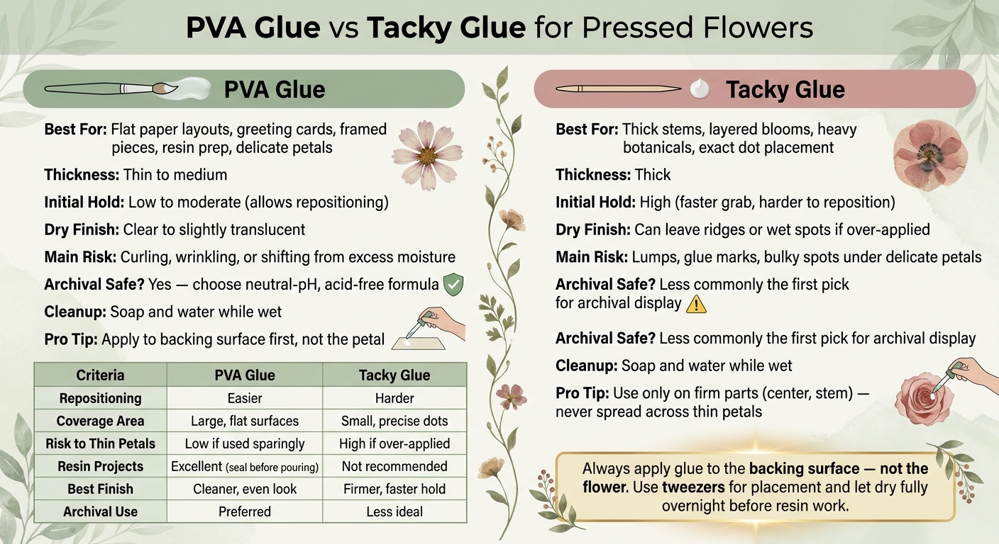 PVA Glue vs Tacky Glue for Pressed Flowers: Quick Visual Guide