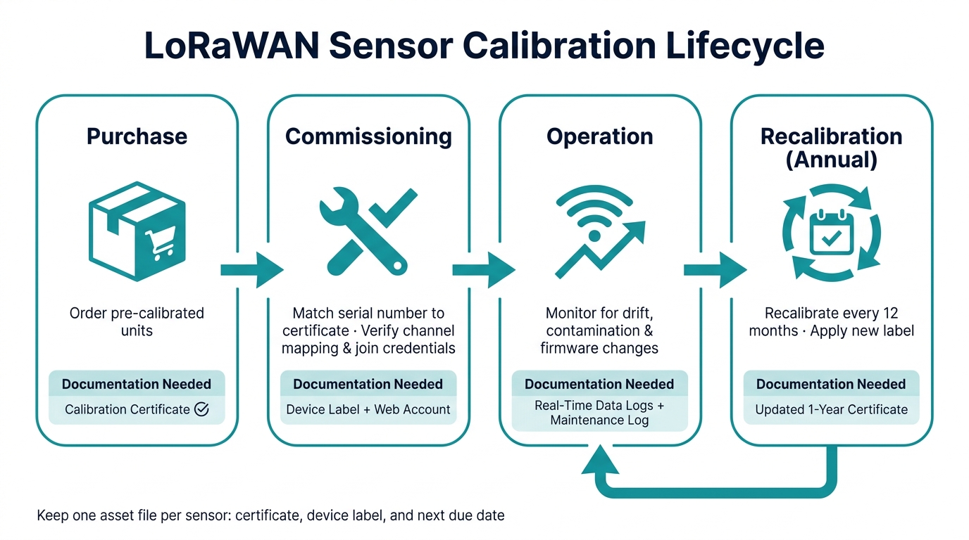 LoRaWAN Sensor Calibration Lifecycle: From Purchase to Recalibration