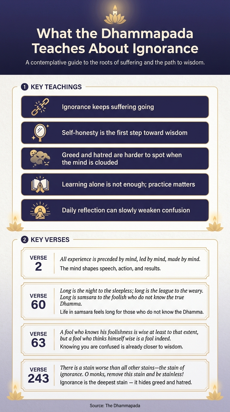 Dhammapada on Ignorance: Key Verses & Teachings