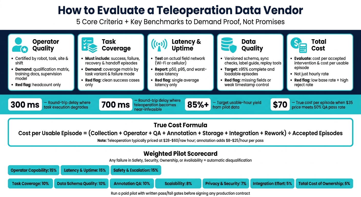 How to Evaluate a Teleoperation Data Vendor: Key Criteria & Benchmarks