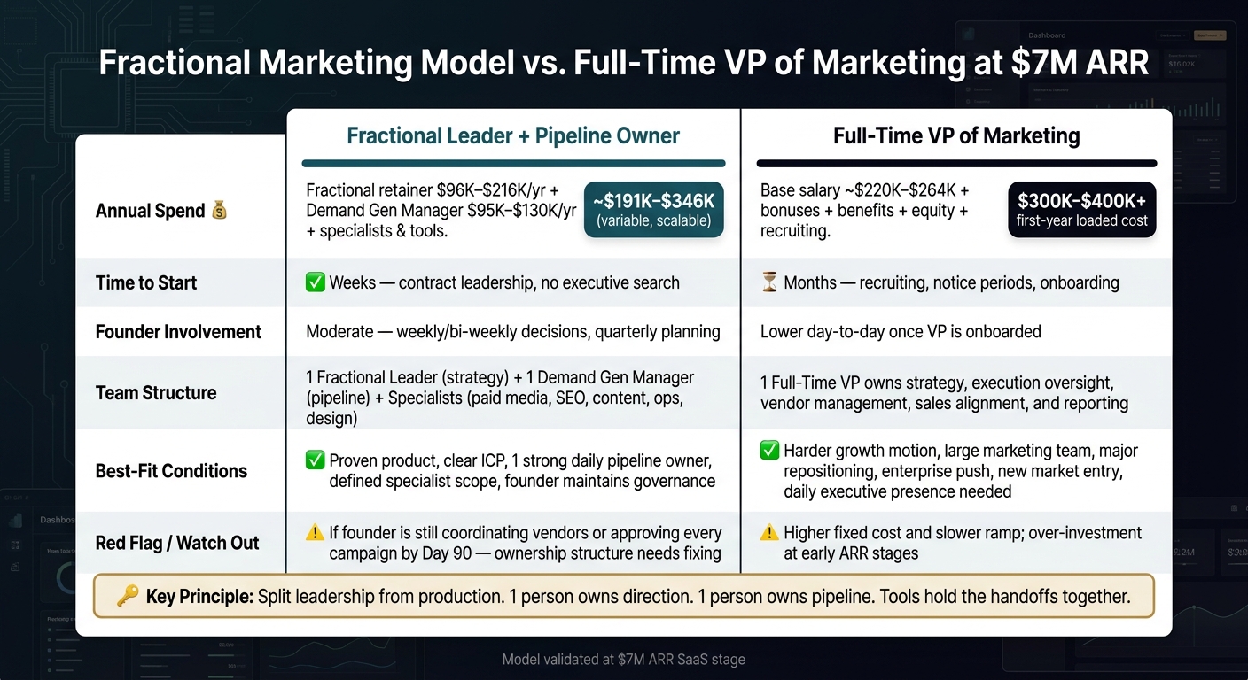 Fractional Marketing Model vs. Full-Time VP: Cost & Fit at $7M SaaS