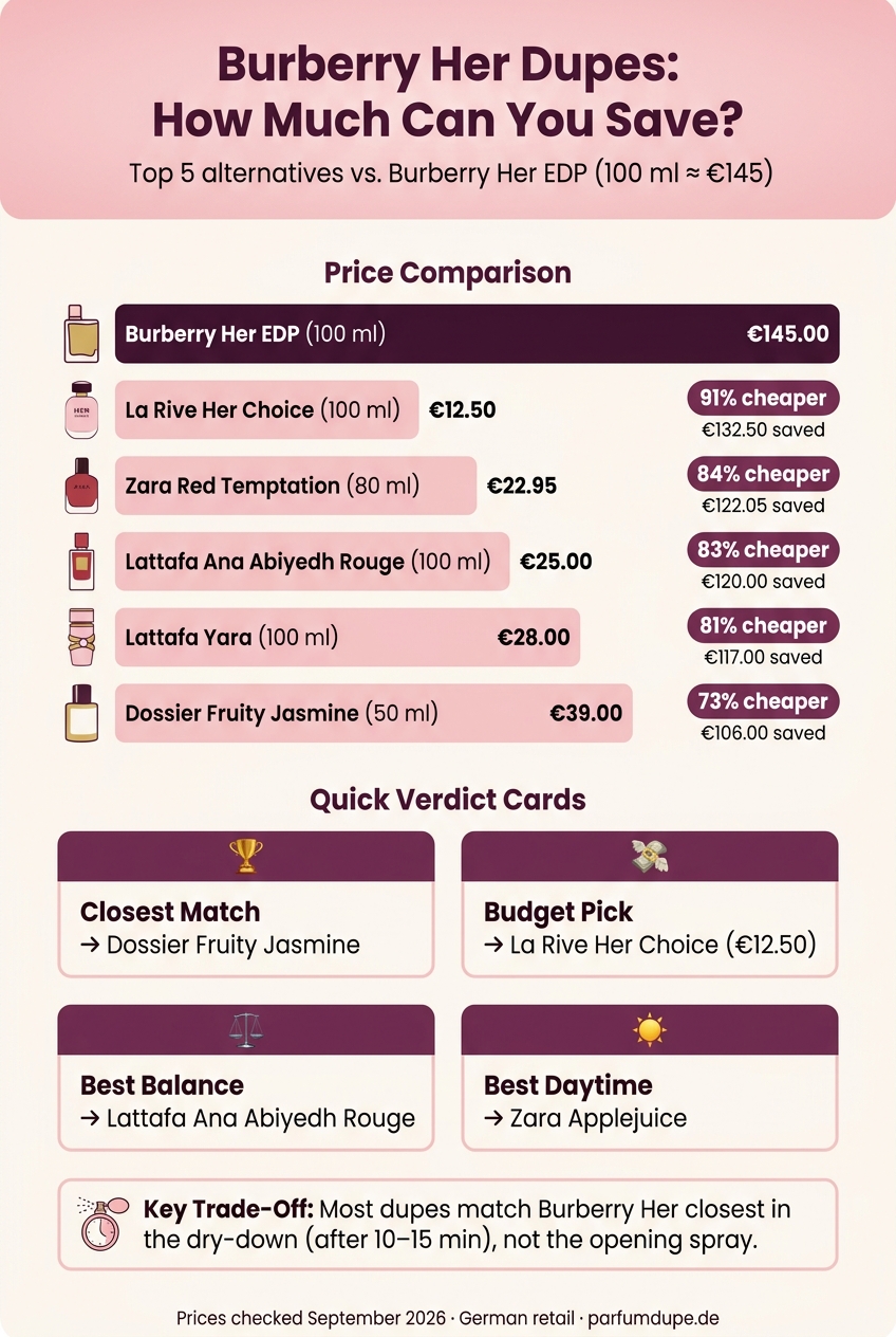 Burberry Her Dupes: Price vs. Savings Comparison 2026