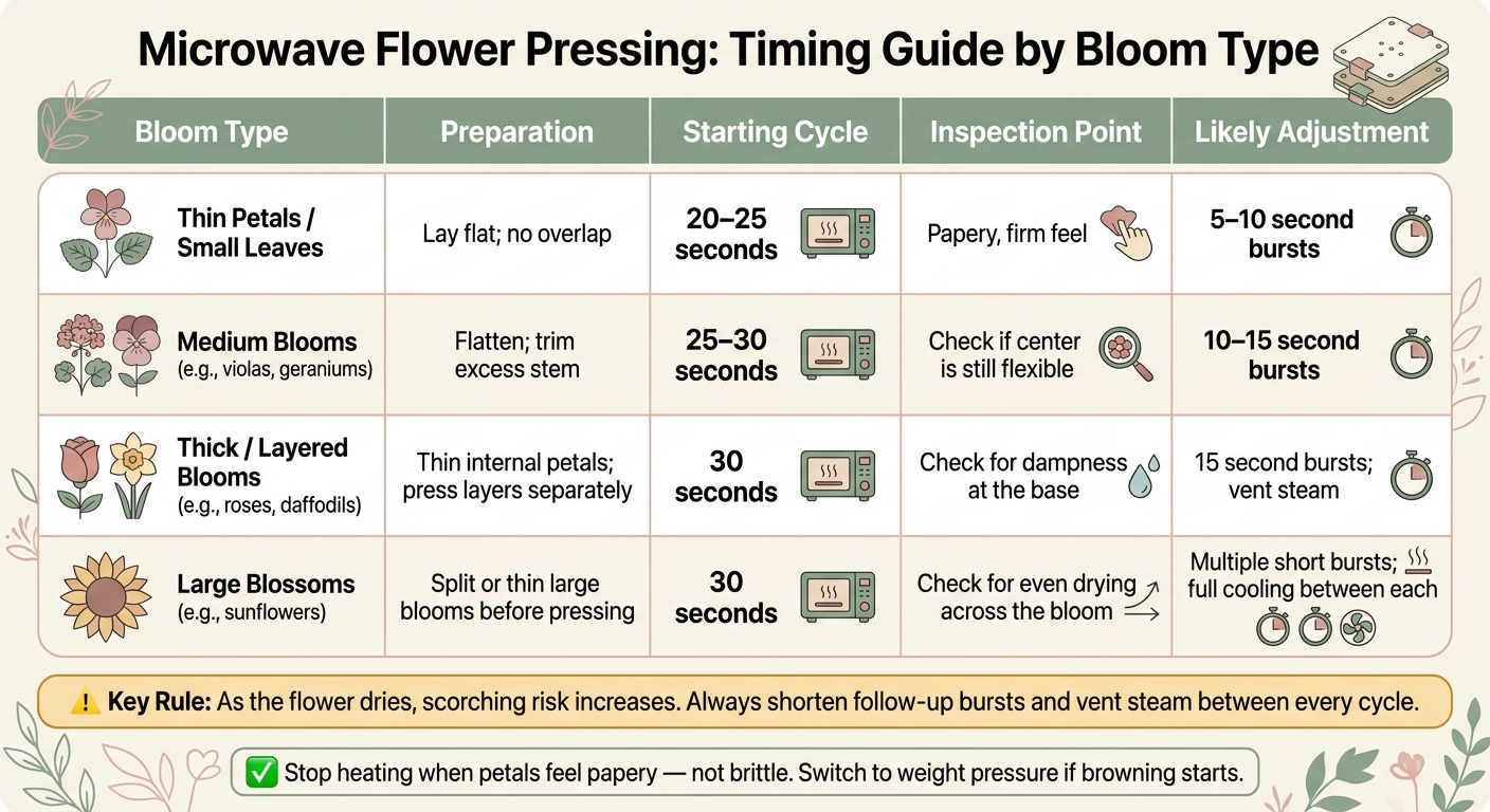 Microwave Flower Pressing: Timing Guide by Bloom Type