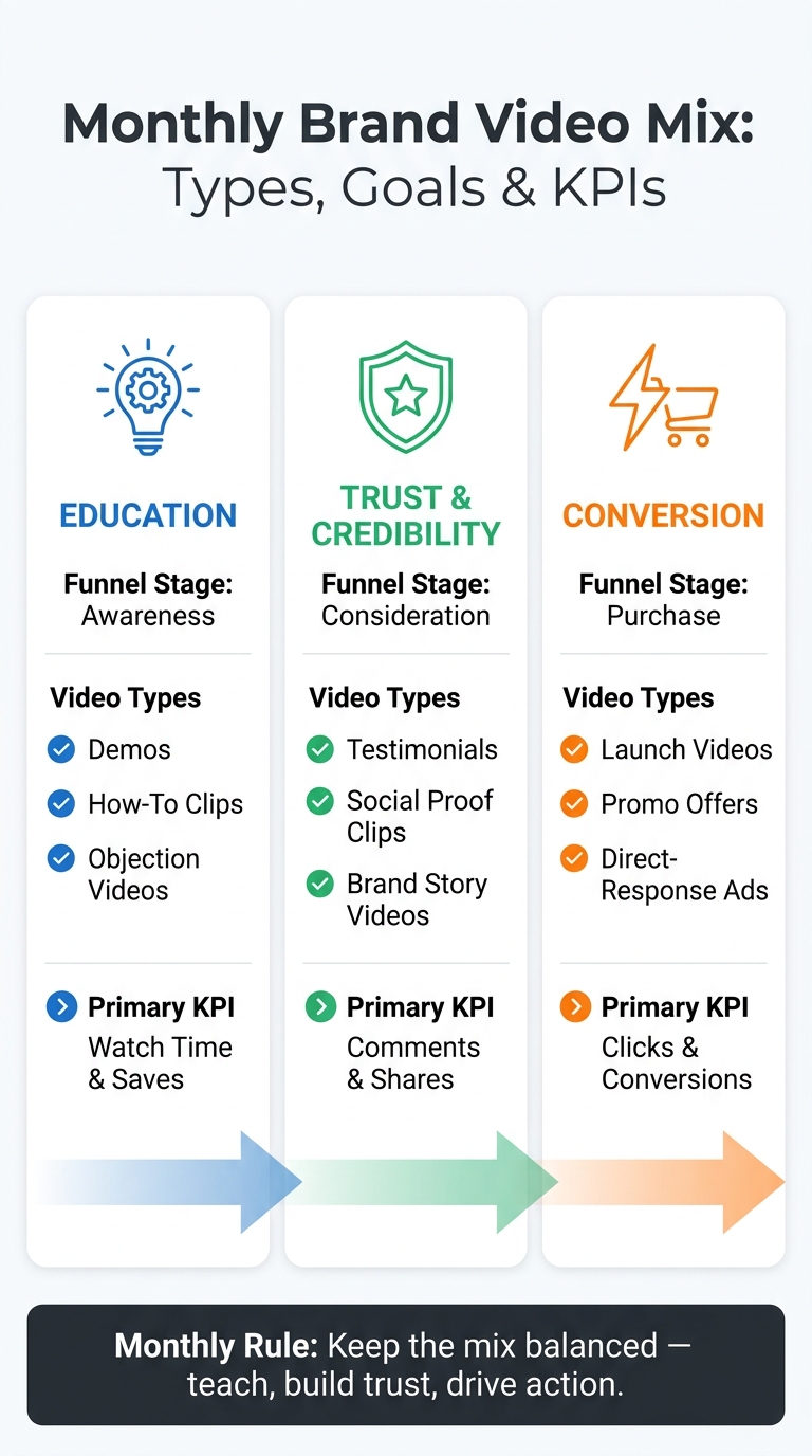 Monthly Brand Video Mix: Types, Goals & KPIs