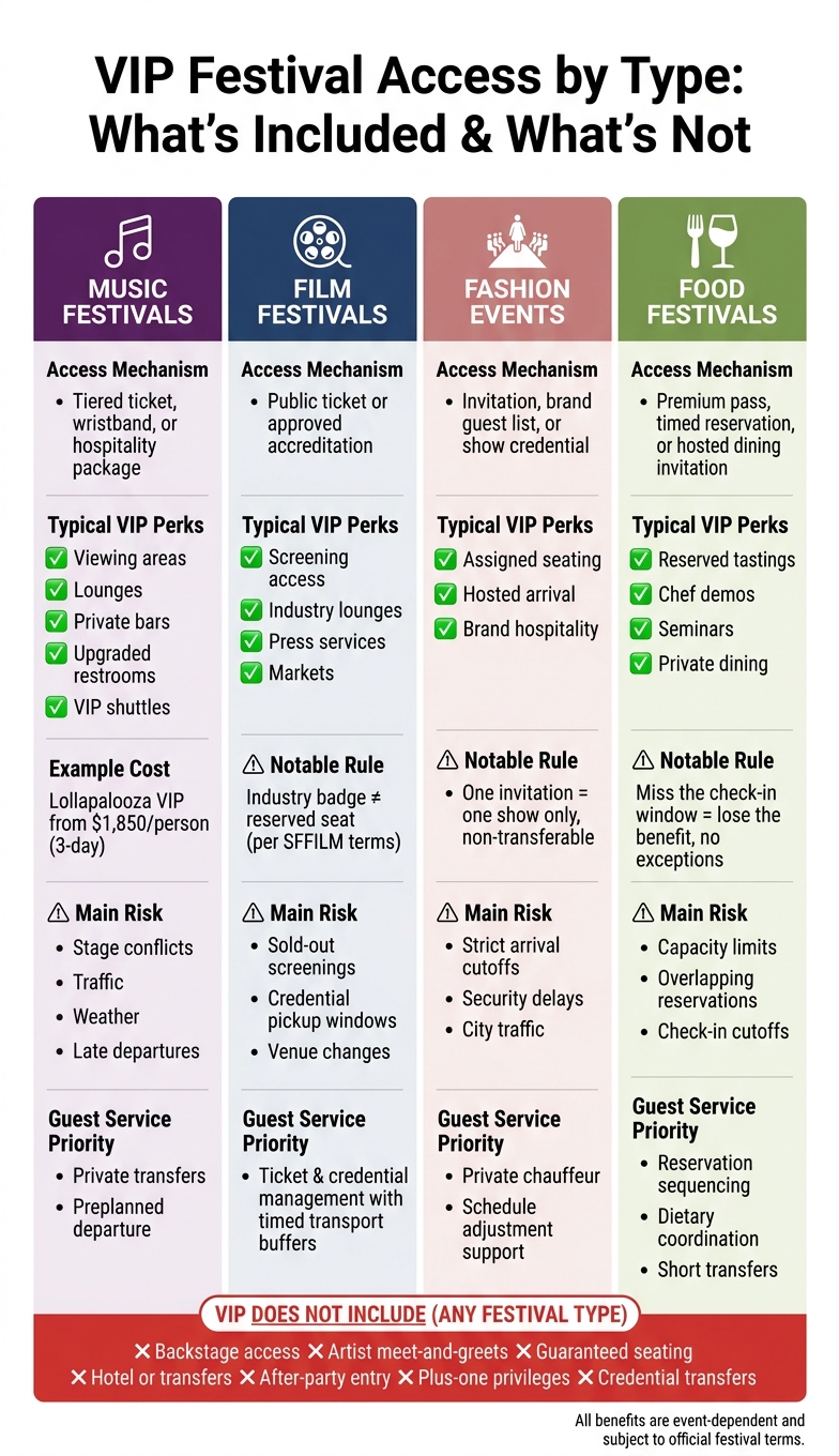 VIP Festival Access by Type: What's Included & What's Not