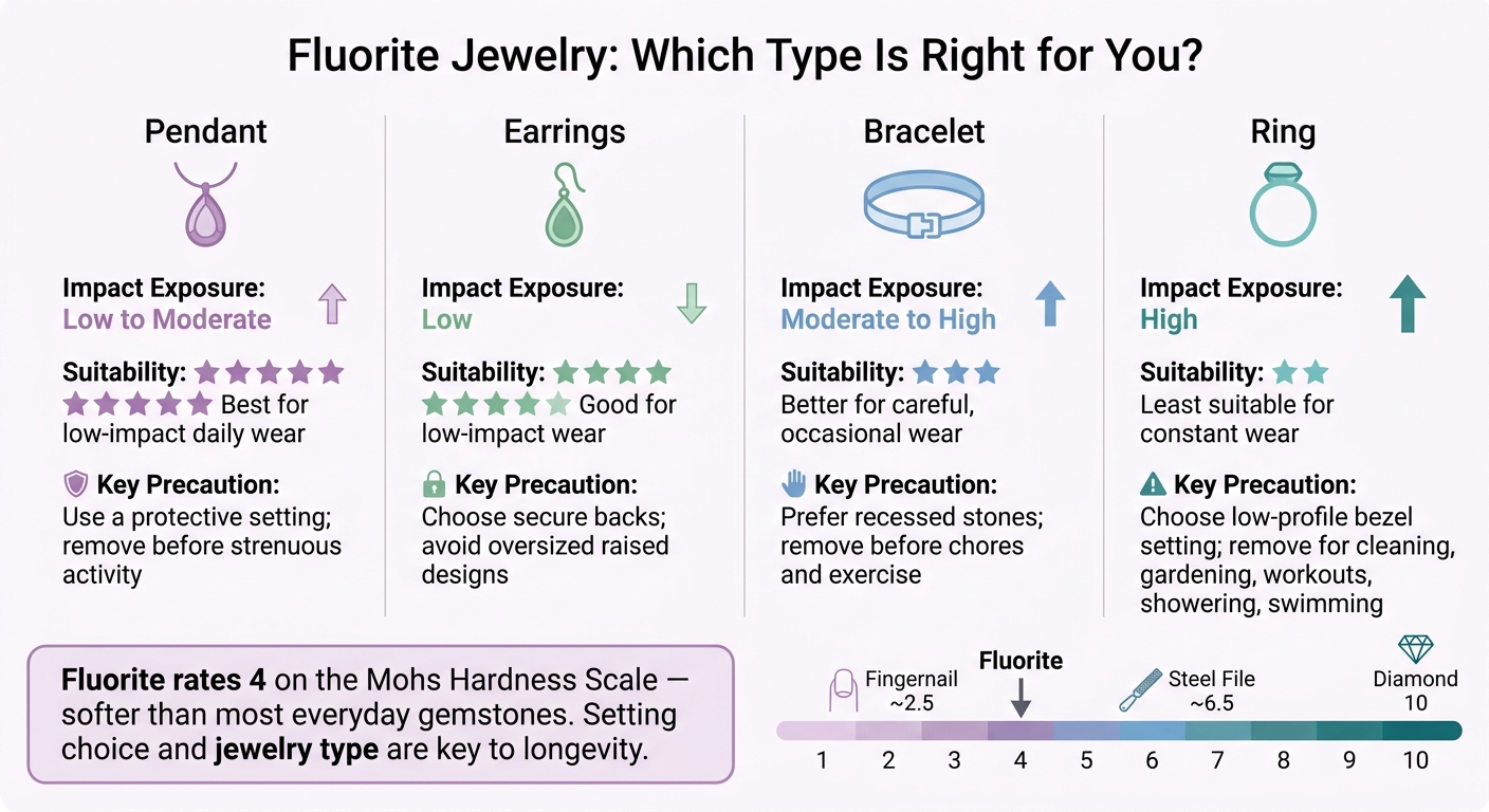 Fluorite Jewelry Types: Durability & Wear Suitability Guide