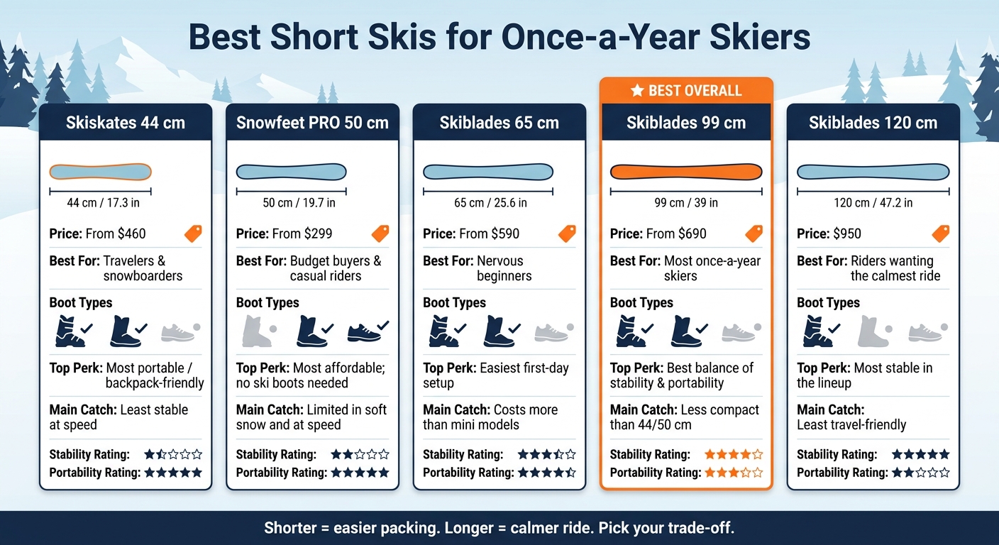 Best Short Skis for Once-a-Year Skiers: Side-by-Side Comparison