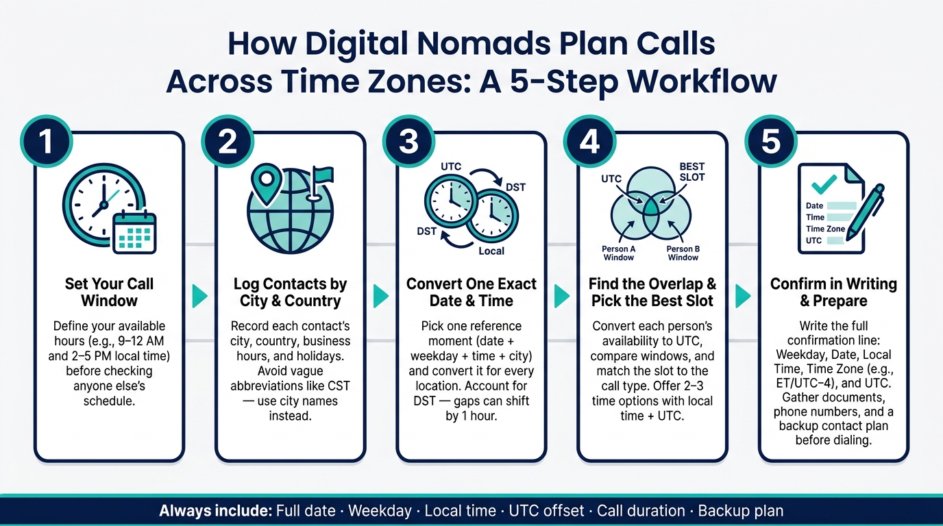 How to Plan International Calls Across Time Zones: A 5-Step Workflow