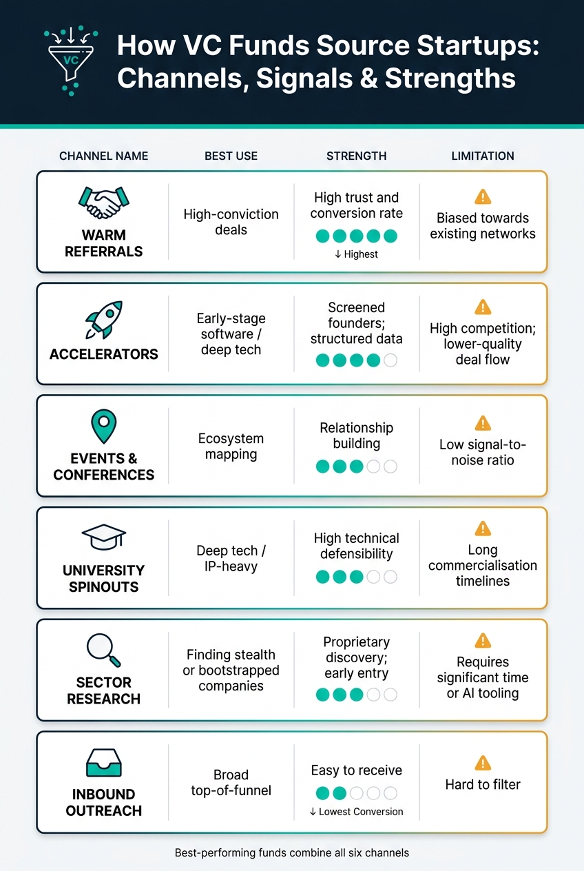 How VC Funds Source Startups: Channels, Signals & Strengths