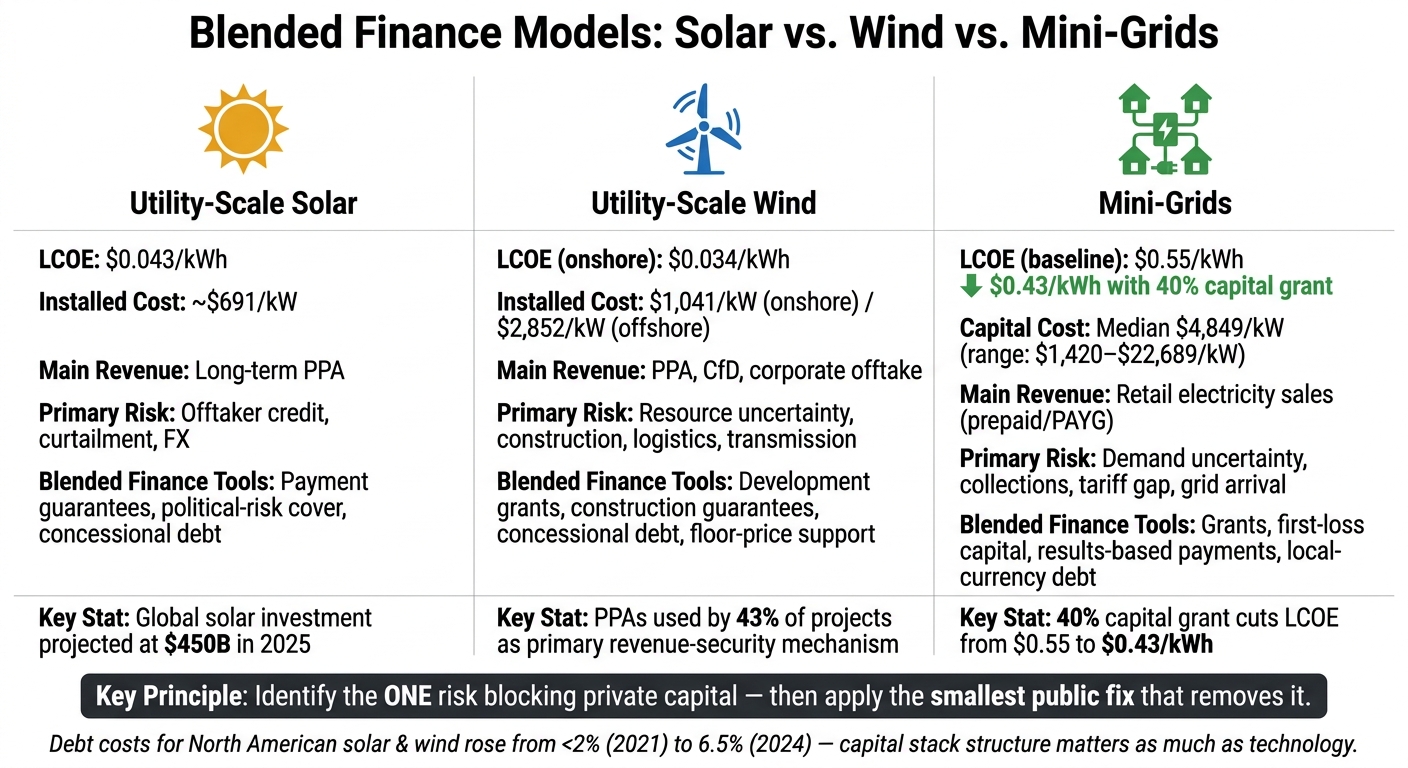 Blended Finance Models: Solar vs. Wind vs. Mini-Grids at a Glance