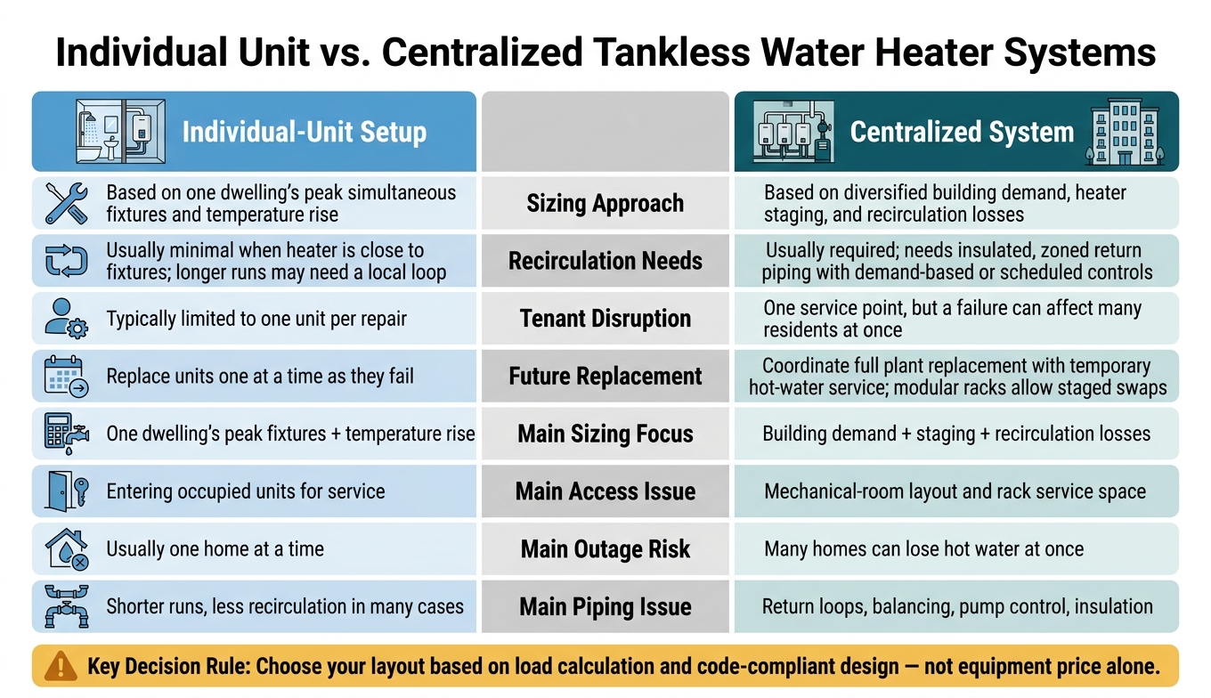 Individual Unit vs. Centralized Tankless Water Heater Systems: Key Differences