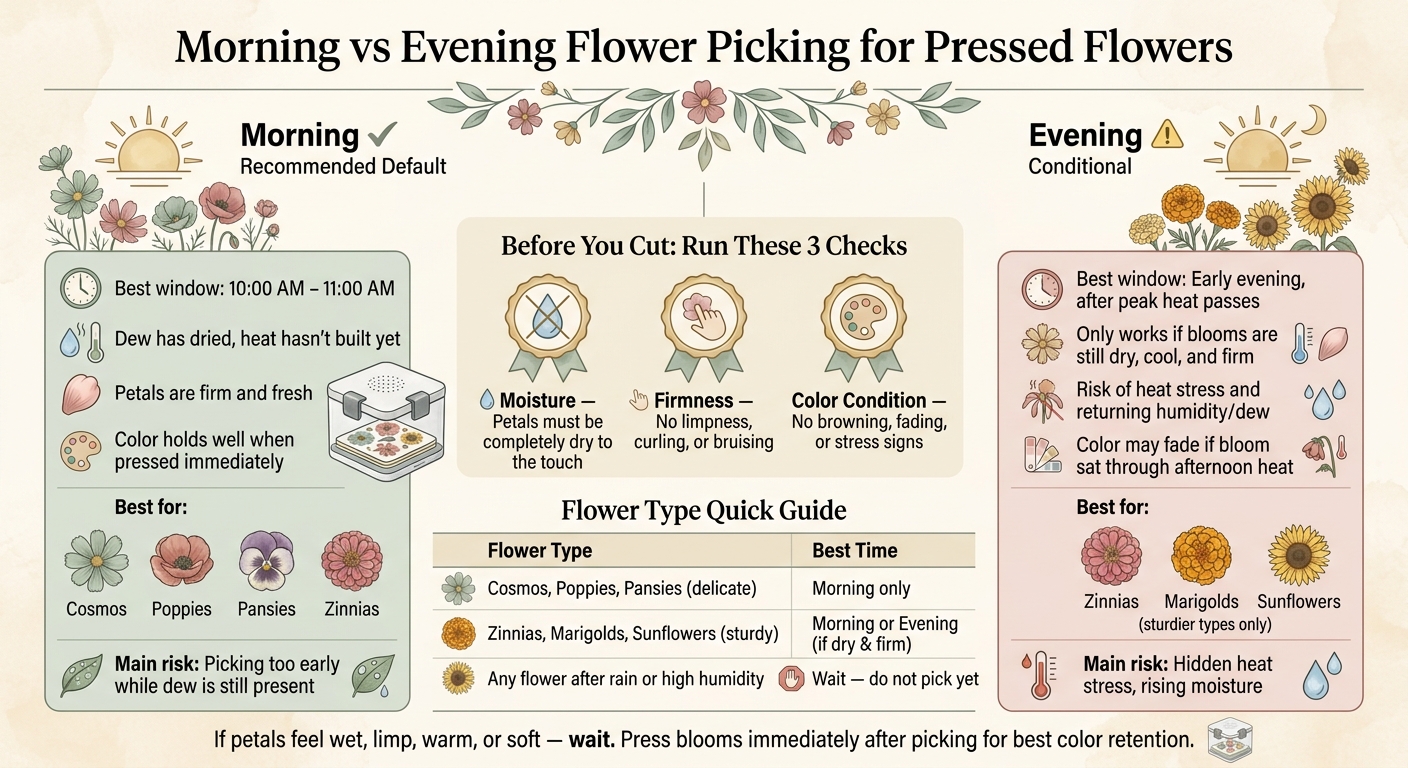 Morning vs Evening Flower Picking: Which Time Is Best for Pressing?