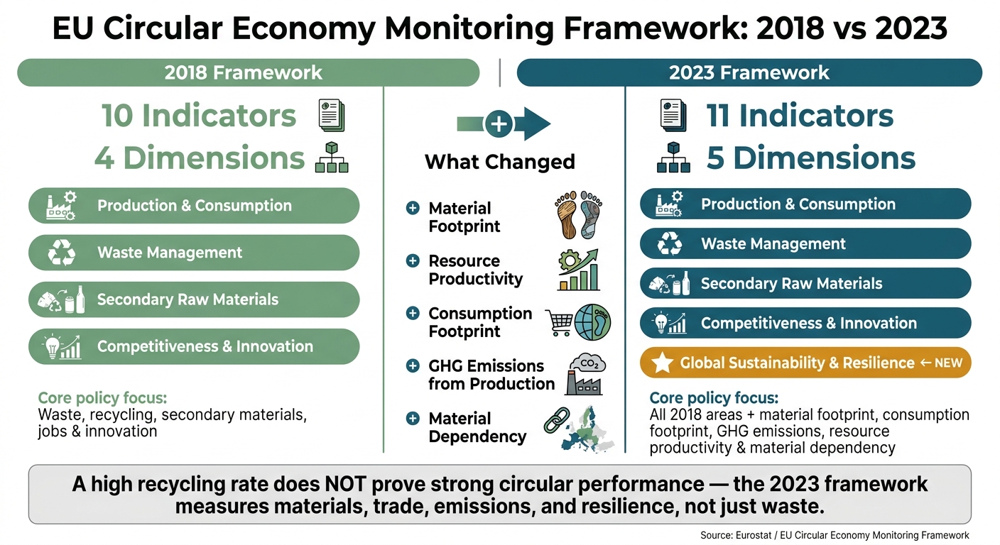 EU Circular Economy Framework: 2018 vs 2023 Indicator Comparison