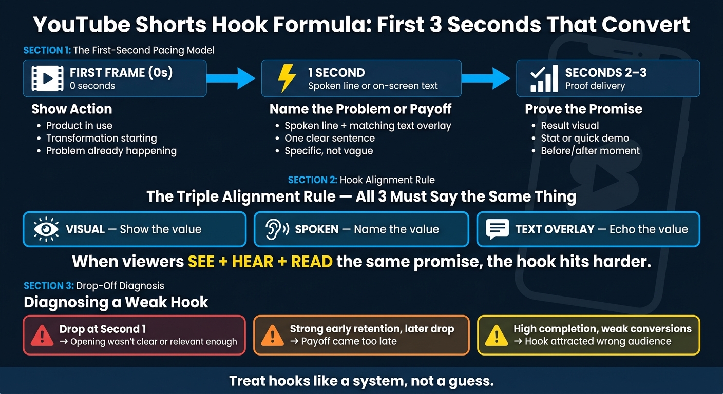 YouTube Shorts Hook Formula: First 3 Seconds That Convert