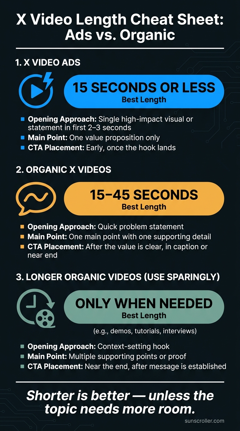 X Video Length Cheat Sheet: Ads vs. Organic