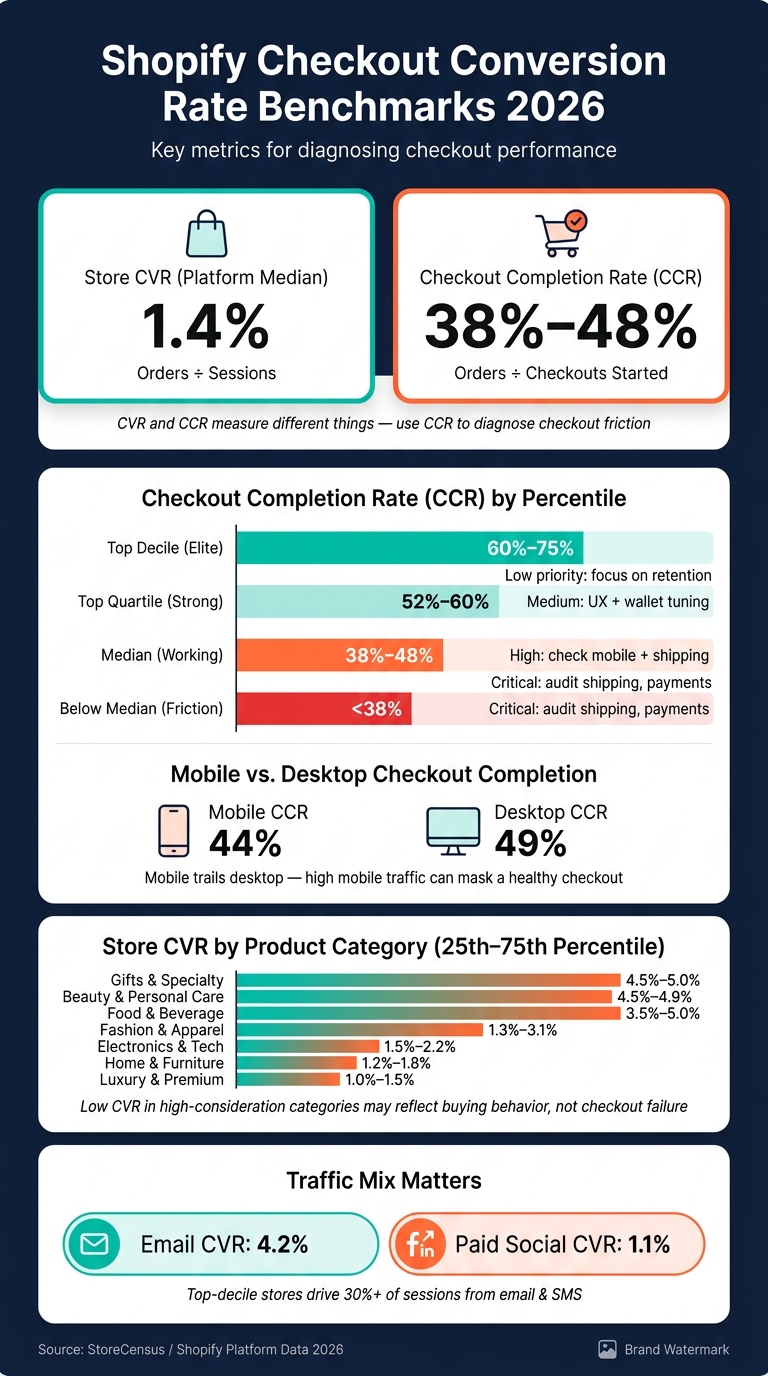 Shopify Checkout Conversion Rate Benchmarks 2026