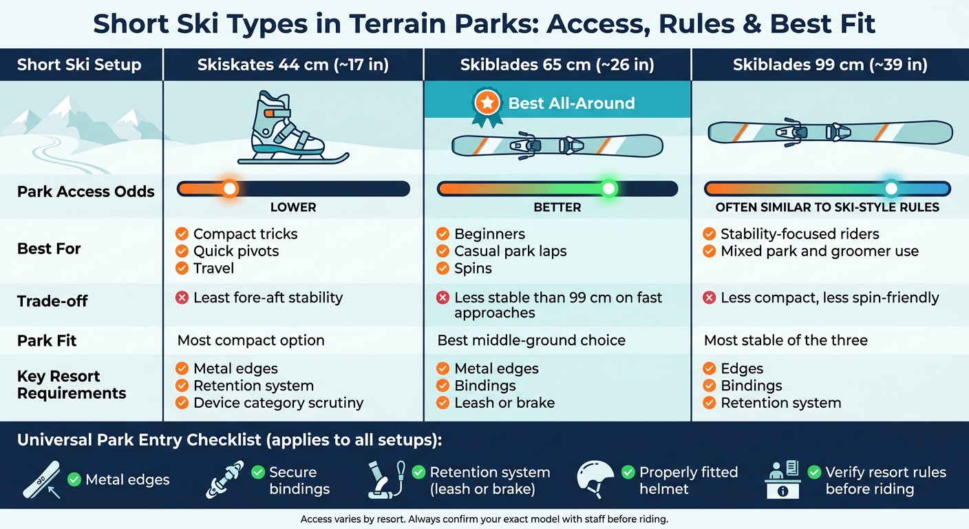 Short Ski Types in Terrain Parks: Access, Rules & Best Fit
