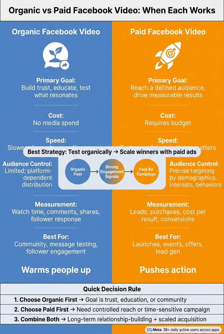 Organic vs Paid Facebook Video: Side-by-Side Comparison