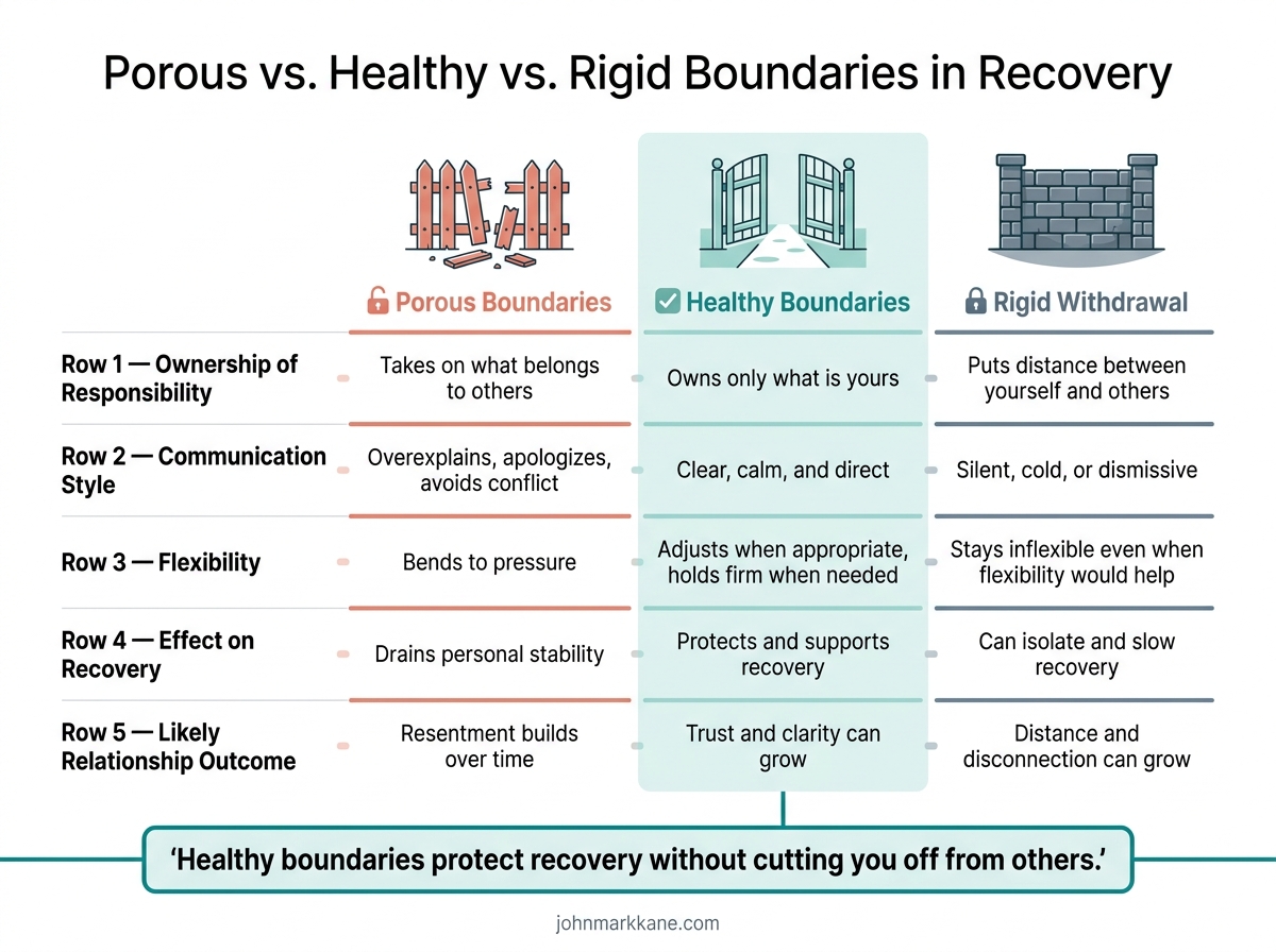 Porous vs. Healthy vs. Rigid Boundaries in Recovery