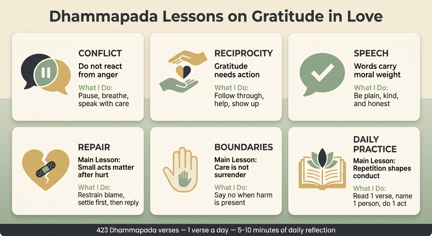 Dhammapada Gratitude in Love: 6 Core Areas at a Glance