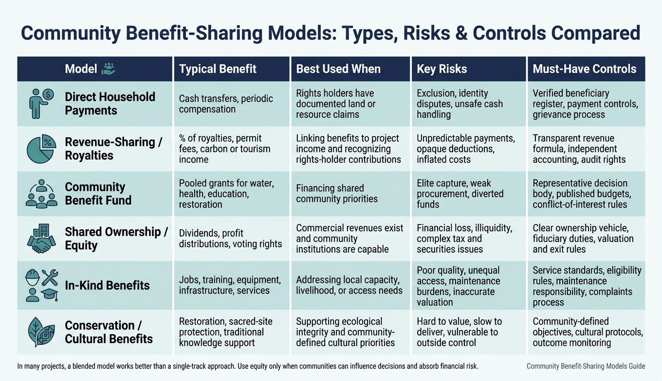 Community Benefit-Sharing Models: Types, Risks & Controls Compared