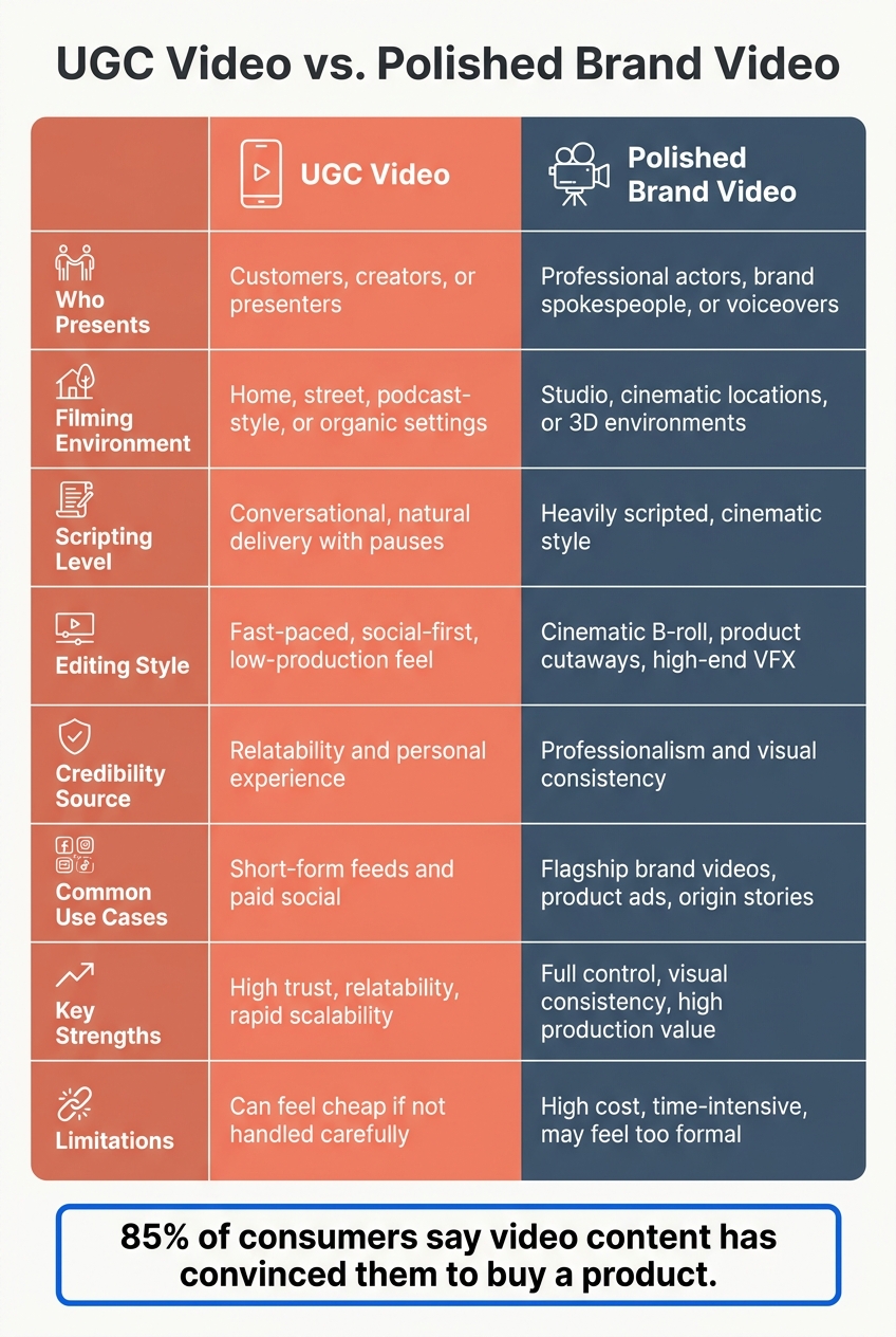 UGC Video vs. Polished Brand Video: Key Differences