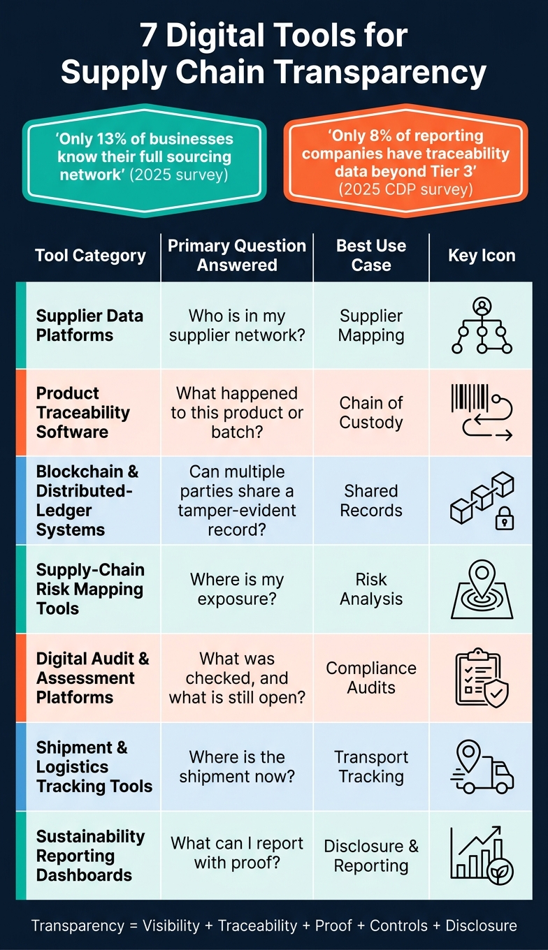 7 Digital Tools for Supply Chain Transparency: Side-by-Side Comparison