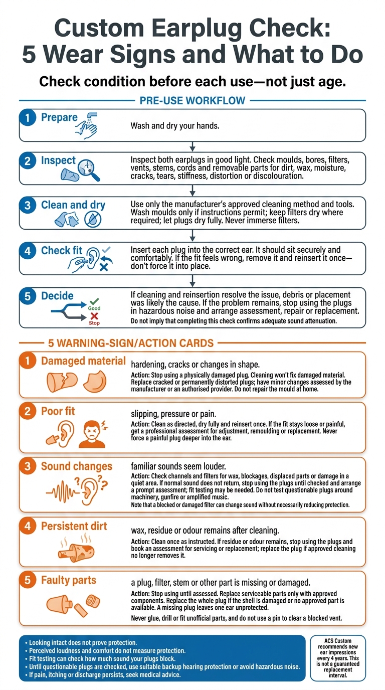 Custom Earplug Check: 5 Wear Signs and What to Do