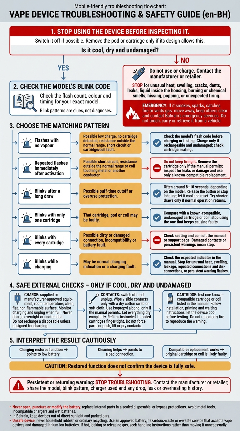 Vape Battery Blinks: What It Means 2 Vape battery blinking: safe checks and stop signs