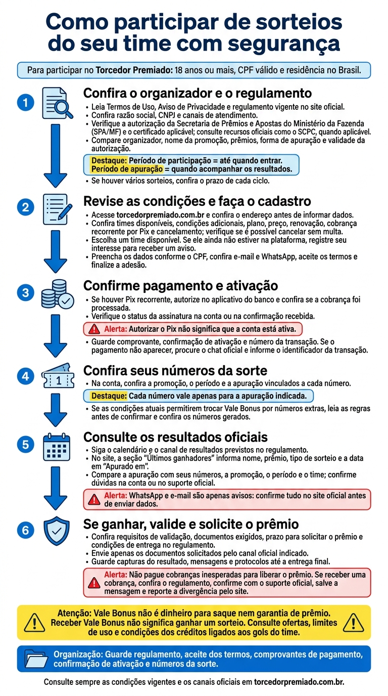 Como participar de sorteios do seu time com segurança