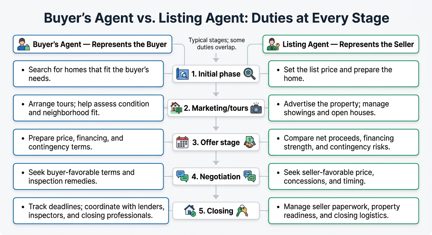Buyer’s Agent vs. Listing Agent: Duties at Every Stage