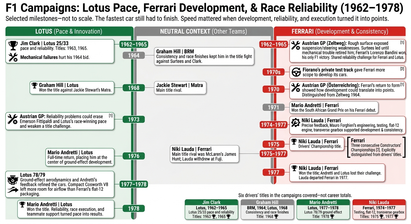 Lotus vs Ferrari: Speed, Reliability and Titles, 1962–1978
