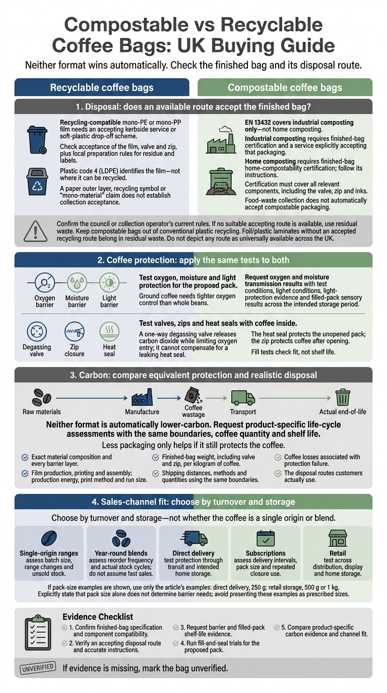 Compostable vs Recyclable Coffee Bags: UK Buying Guide