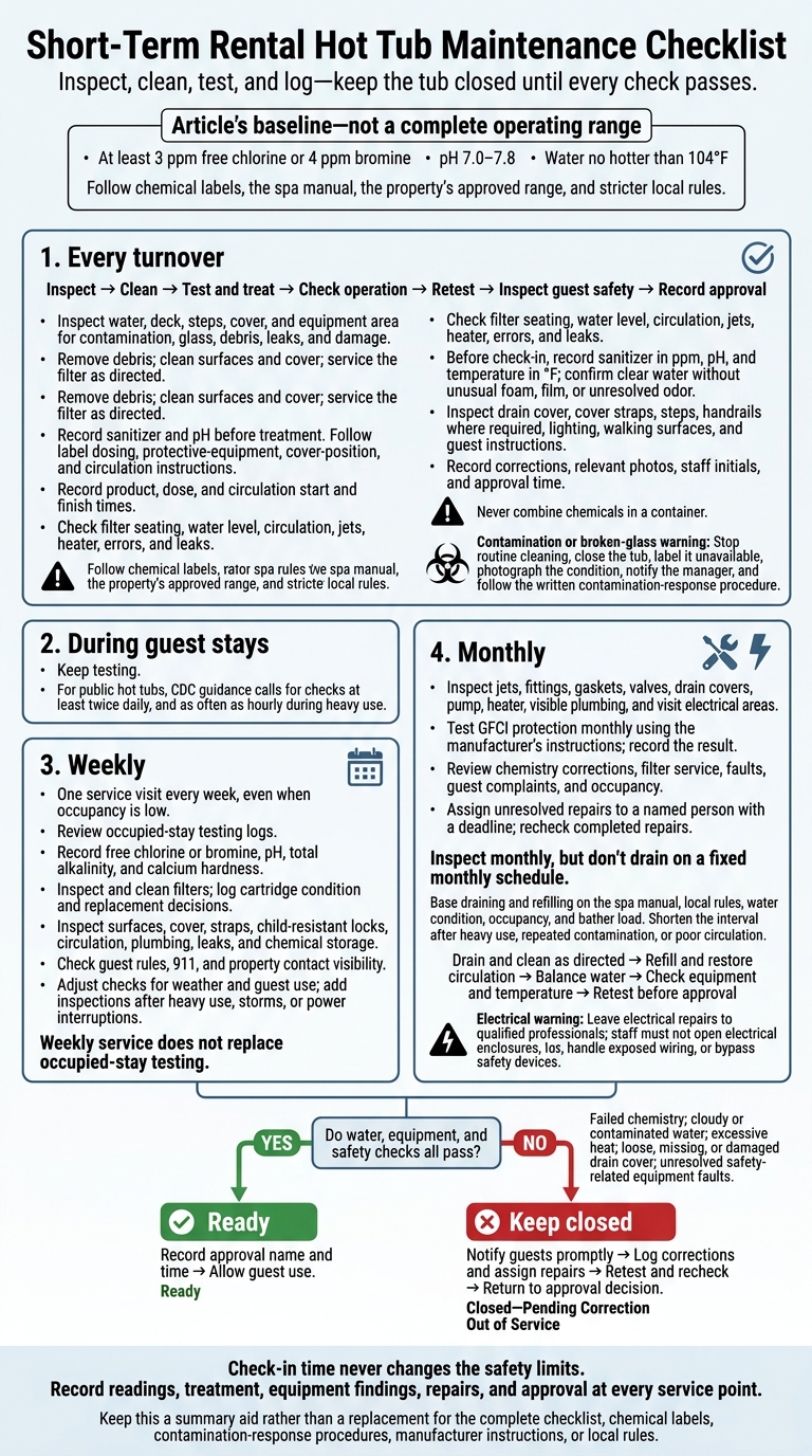 Short-Term Rental Hot Tub Maintenance Checklist