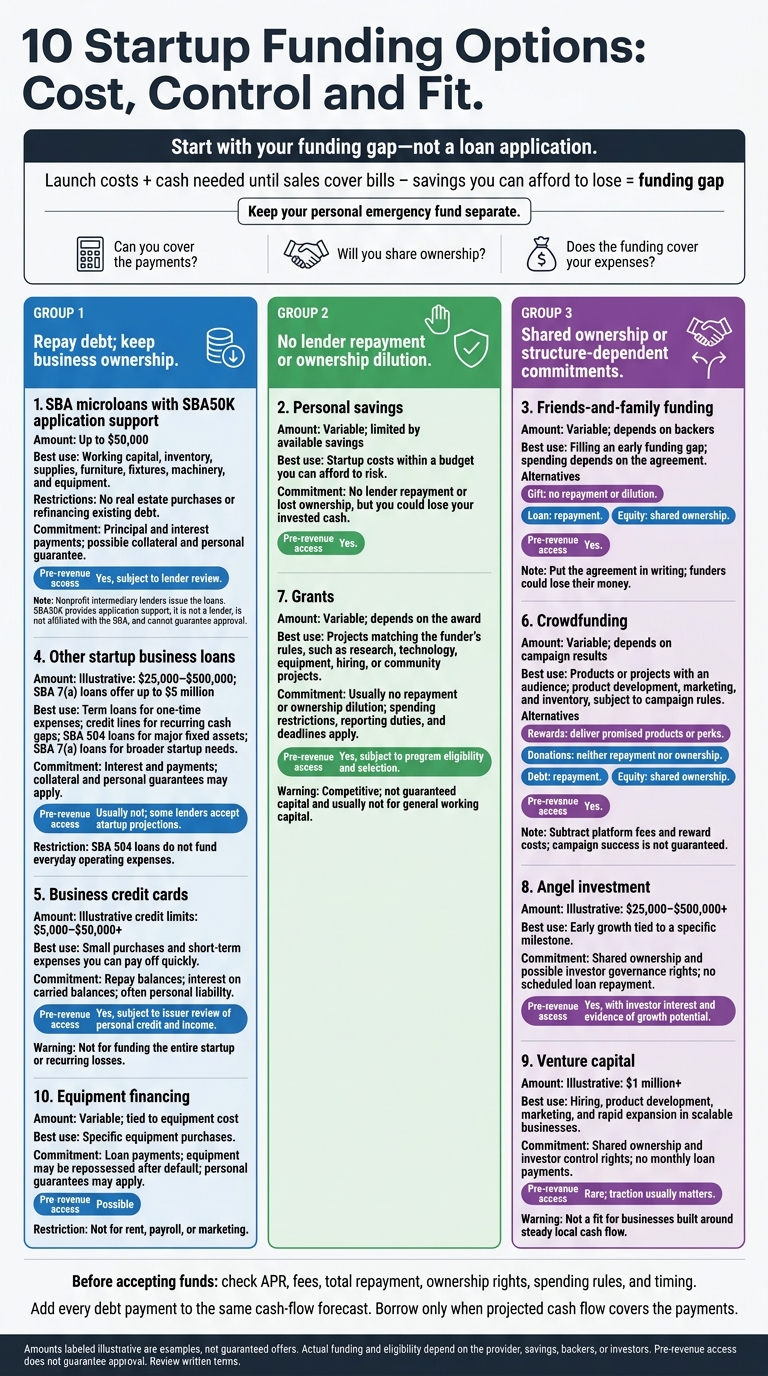 10 Startup Funding Options: Cost, Control and Fit