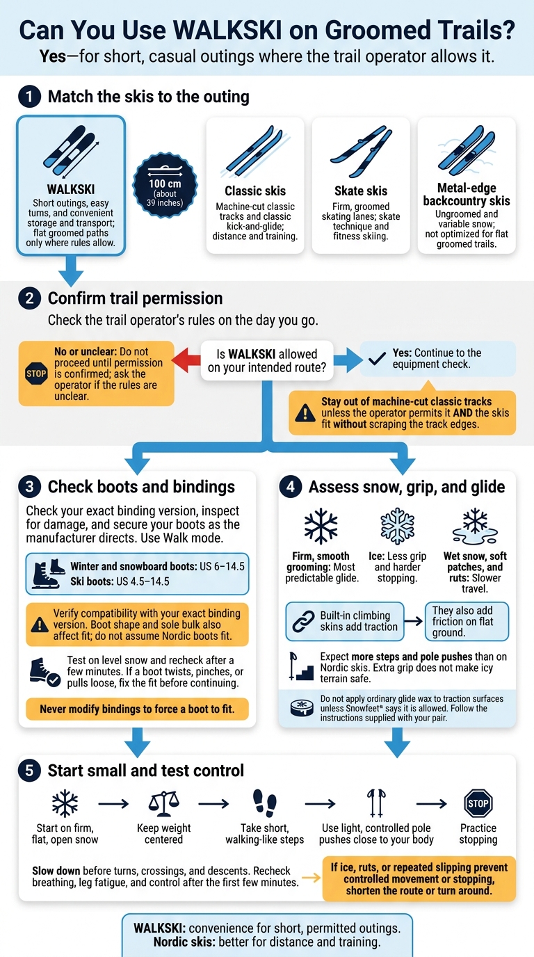 Can You Use WALKSKI on Groomed Trails? Pre-Trip Checklist