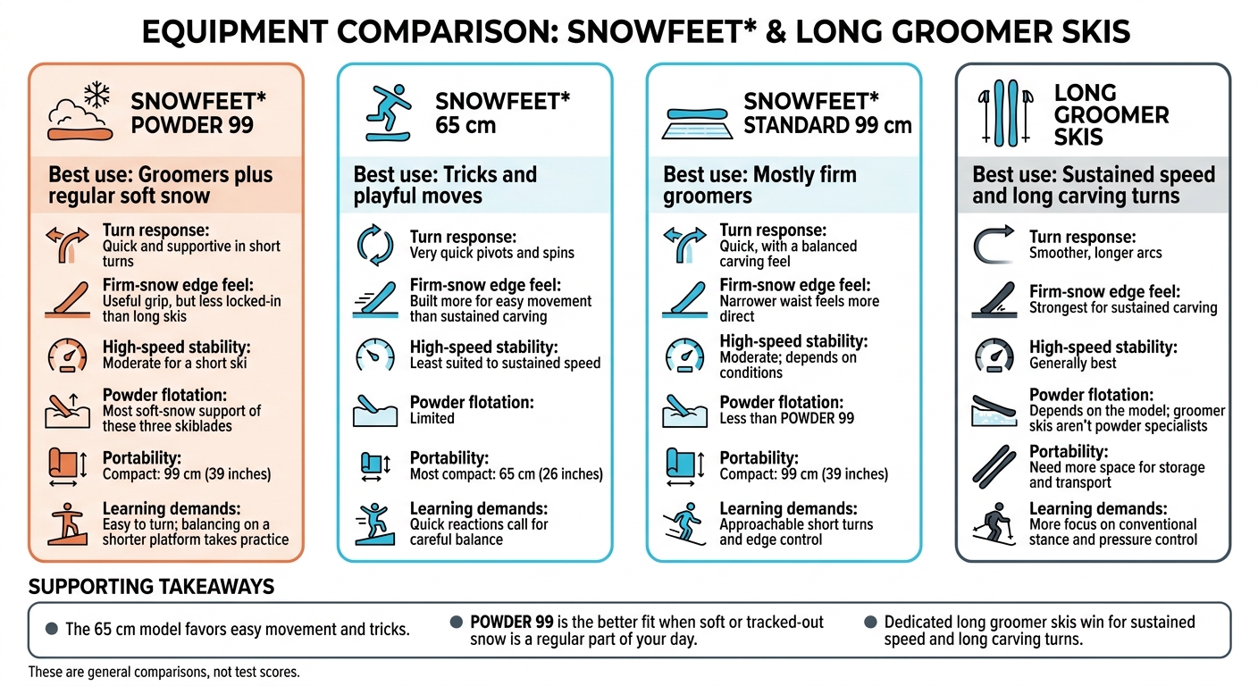 POWDER 99 vs. Skiblades and Long Groomer Skis