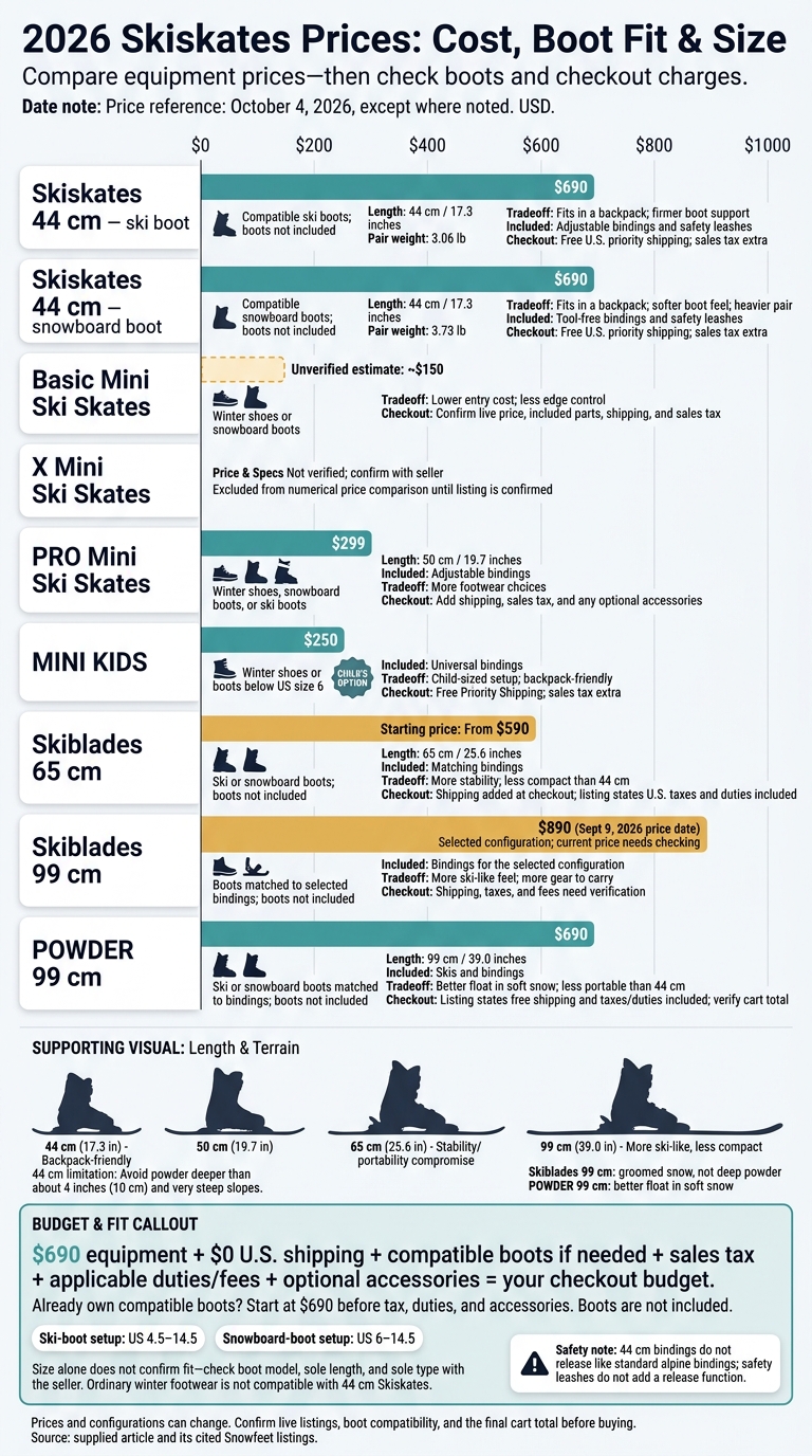 2026 Skiskates Prices: Cost, Boot Fit & Size